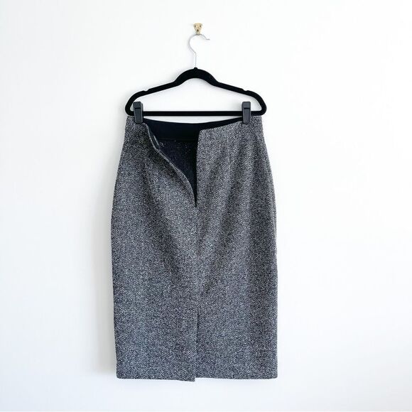Banana Republic Skirt Herringbone Black Pencil Women's 2 Back Zip Vented - Picture 3 of 9